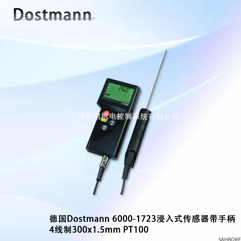 德国Dostmann6000-1723浸入式传感器带手柄4线制300x1.5mm PT100